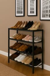 Neo 4 Tier Bamboo Wooden Shoe Storage in Jet Black - thumbnail 1