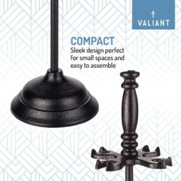 Valiant Fireside Companion Tool Set Includes Ash Shovel, Brush, Coal Tongs, Poker & Decorative Stand in Black - thumbnail 5
