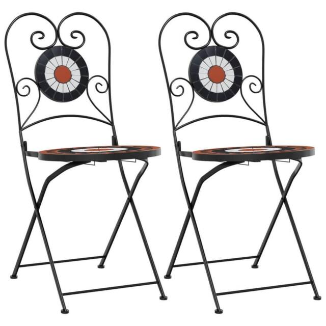 Berkfield Home Bistro Chairs Foldable 2 pcs Terracotta & White Ceramic - image 1