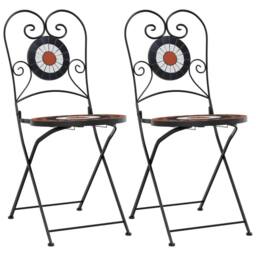 Berkfield Home Bistro Chairs Foldable 2 pcs Terracotta & White Ceramic - thumbnail 1