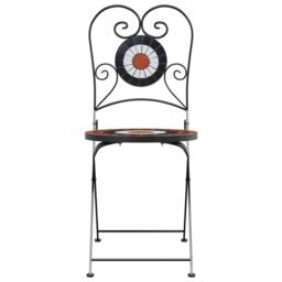 Berkfield Home Bistro Chairs Foldable 2 pcs Terracotta & White Ceramic - thumbnail 5