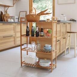 KORVIXA Bathroom Kitchen Storage Bamboo 4 Shelves Plant Flower Stand in Natural - Size: 100 cm x 100 cm - thumbnail 5