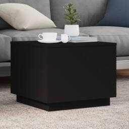 Berkfield Home Modern Coffee Table with LED Lights Black 50x50x40 cm - Size: 50 x 50 x 40 cm - thumbnail 2