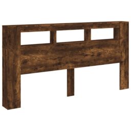 Berkfield Home LED Headboard Smoked Oak 200 cm Engineered Wood in Brown - thumbnail 3