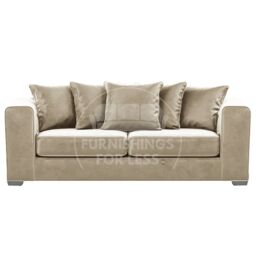 Furnishings For Less UK Ella Boxed Arm Plush Velvet Fabric Sofa Set 3 & 2 Seater sofa Red in Beige - thumbnail 2
