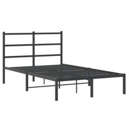 Berkfield Home Metal Bed Frame without Mattress with Headboard Black 120x190cm - Size: 120x190 cm - thumbnail 1