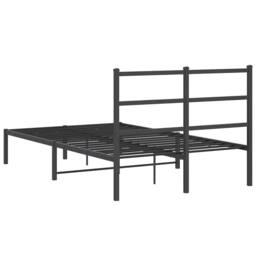 Berkfield Home Metal Bed Frame without Mattress with Headboard Black 120x190cm - Size: 120x190 cm - thumbnail 7