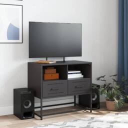 Berkfield Home TV Cabinet Black 68x39x60.5 cm Steel - thumbnail 3