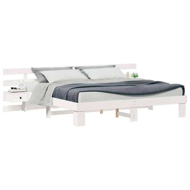 Berkfield Home Modern with Drawer White 200 x 200 cm Wood - image 1