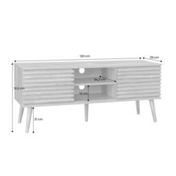 sweeek 120 Cm Scandinavian Tv Unit Grooved Wooden Effect 2 Doors in Light Brown - thumbnail 6