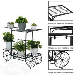 EONLION Indoor Metal Plant Stand Flower Pots Rack in Black - thumbnail 5