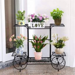 EONLION Indoor Metal Plant Stand Flower Pots Rack in Black