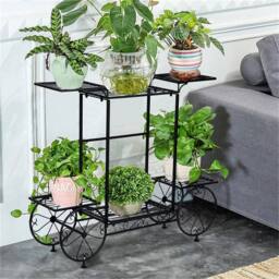 EONLION Indoor Metal Plant Stand Flower Pots Rack in Black - thumbnail 3