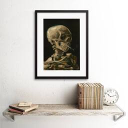 "Artery8 Van Gogh Head Skeleton Artwork Home Decor 12x16"" Framed Wall Art Print in Black - Size: W12"" x H16""" - thumbnail 2