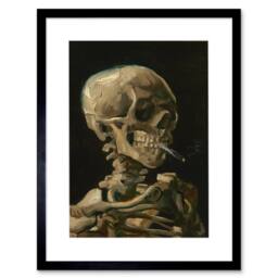 "Artery8 Van Gogh Head Skeleton Artwork Home Decor 12x16"" Framed Wall Art Print in Black - Size: W12"" x H16""" - thumbnail 1