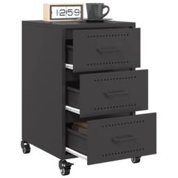 Berkfield Home Stylish Bedside Cabinet Black 36x39x59 cm Steel - Size: 36 x 39 x 59 cm - thumbnail 5
