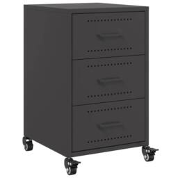 Berkfield Home Stylish Bedside Cabinet Black 36x39x59 cm Steel - Size: 36 x 39 x 59 cm - thumbnail 3