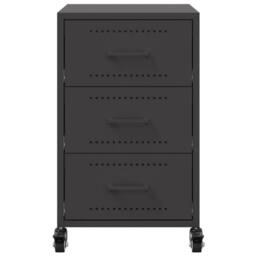 Berkfield Home Stylish Bedside Cabinet Black 36x39x59 cm Steel - Size: 36 x 39 x 59 cm - thumbnail 6