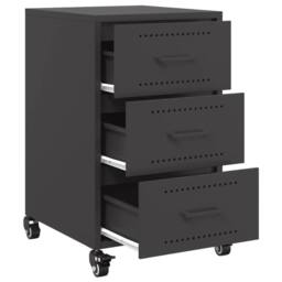 Berkfield Home Stylish Bedside Cabinet Black 36x39x59 cm Steel - Size: 36 x 39 x 59 cm - thumbnail 9