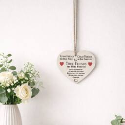 Marco Paul Wooden Good Friends Plaque in Beige - thumbnail 1