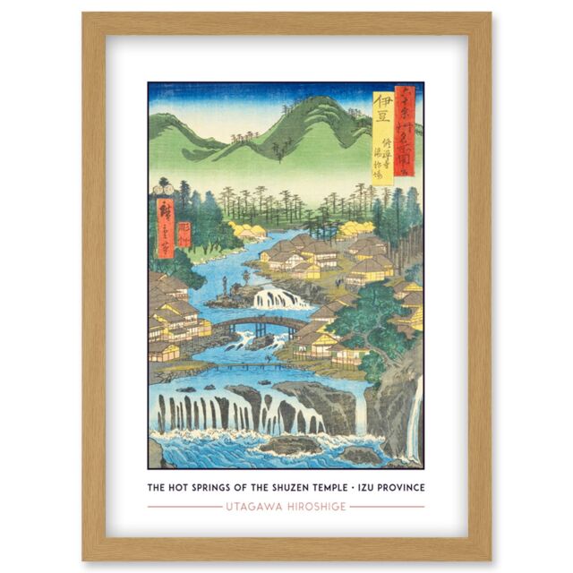 Artery8 The Hot Springs of the Shuzen Temple Izu Province Utagawa Hiroshige Japan Woodblock Classic Collection Artwork Framed Wall Art Print A4 - image 1