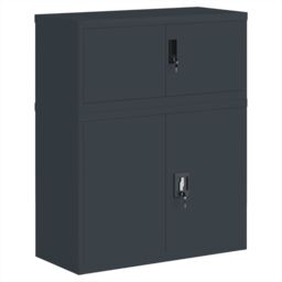 Berkfield Home File Cabinet Anthracite 90x40x110 cm Steel in Black - Size: 90 x 40 x 110 cm - thumbnail 2