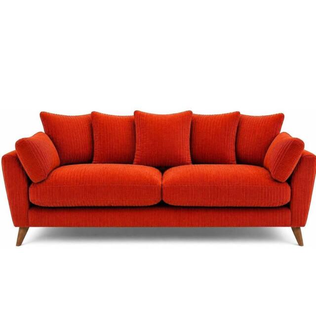 SOFASELECTION UK Harlow Jumbo Cord 3 Seater Sofa, Modern Tailored Design in Orange - Size: 3 Pack - image 1