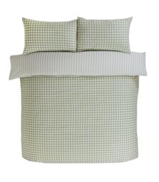 Rapport Home Gingham Polycotton Check Polycotton Duvet Cover Set With Pillowcase in Green - Size: Double - thumbnail 3