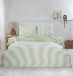 Rapport Home Gingham Polycotton Check Polycotton Duvet Cover Set With Pillowcase in Green - Size: Double - thumbnail 7