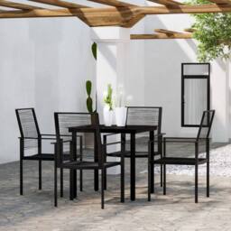 Berkfield Home 5 Piece Garden Dining Set Black - thumbnail 2