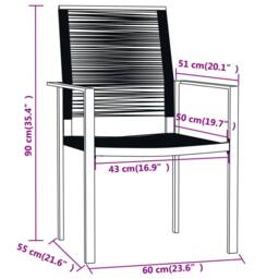 Berkfield Home 5 Piece Garden Dining Set Black - thumbnail 7