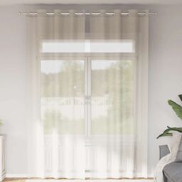 Berkfield Home Voile Curtains with Grommets 2 pcs Cream 140x260 cm - thumbnail 1