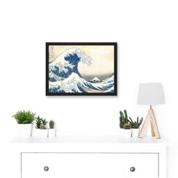 Artery8 Hokusai Great Wave Off-Kanagawa Mount Fuji Japan Tsunami Iconic A4 Artwork Framed Wall Art Print in Black - thumbnail 2