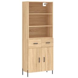 Berkfield Home Highboard Sonoma Oak 69.5x34x180 cm Engineered Wood in Brown - thumbnail 2