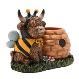 Country Living Highland Cow With Beehive Planter in Brown - thumbnail 3
