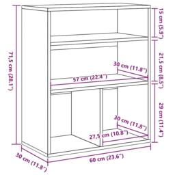 Berkfield Home Book Cabinet Black 60x30x71.5 cm Engineered Wood - thumbnail 9