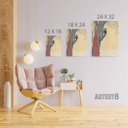 "Artery8 Great Spotted Woodpecker Tree Red Ivy Canvas Wall Art Print Koson in Orange - Size: W18"" x H24""" - thumbnail 4