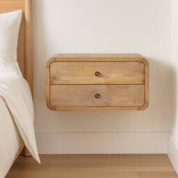 Direct Wicker Solid Wood Oak-ish 2 Drawer Floating Bedside, 2 Drawers in Brown - Size: 1 Pack - thumbnail 1