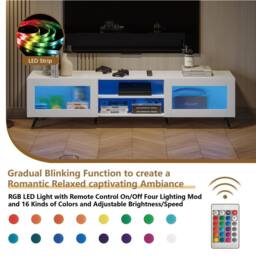 KEEPREAPER Stylish TV Stand with Acrylic Doors TV Unit for 32-70 Inch TVs in White - thumbnail 6