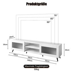 KEEPREAPER Stylish TV Stand with Acrylic Doors TV Unit for 32-70 Inch TVs in White - thumbnail 5