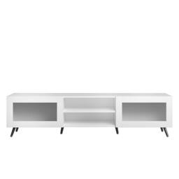 KEEPREAPER Stylish TV Stand with Acrylic Doors TV Unit for 32-70 Inch TVs in White