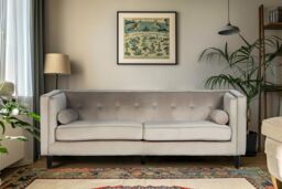 Premier Housewares Interiors By Premier Velvet Uphoplstered 3 Seat Velvet Sofa, Durable Three Seater Sofa, Versatile Button Tufted Sofa in Brown - thumbnail 5