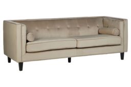 Premier Housewares Interiors By Premier Velvet Uphoplstered 3 Seat Velvet Sofa, Durable Three Seater Sofa, Versatile Button Tufted Sofa in Brown - thumbnail 4
