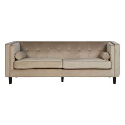 Premier Housewares Interiors By Premier Velvet Uphoplstered 3 Seat Velvet Sofa, Durable Three Seater Sofa, Versatile Button Tufted Sofa in Brown - thumbnail 7