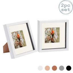 "Nicola Spring 3D Box Photo Frames - 8 x 8"" with 4 x 4"" Mount - White Mount - Pack of 2" - thumbnail 1