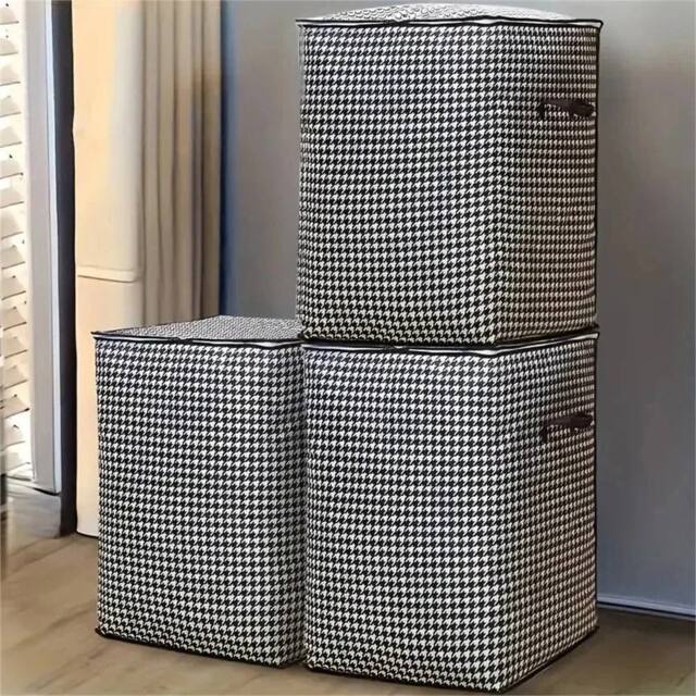 VOGREX 3pcs 180L Thickened Dustproof Storage Bags Clothes Quilt Organizer in Black - image 1