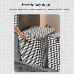 VOGREX 3pcs 180L Thickened Dustproof Storage Bags Clothes Quilt Organizer in Black - thumbnail 4