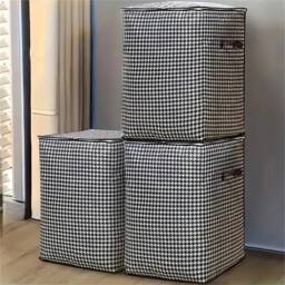VOGREX 3pcs 180L Thickened Dustproof Storage Bags Clothes Quilt Organizer in Black - thumbnail 1
