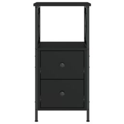 Berkfield Home Bedside Cabinet Black 34x35.5x70 cm Engineered Wood - thumbnail 6