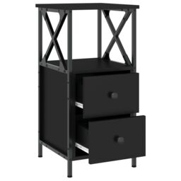 Berkfield Home Bedside Cabinet Black 34x35.5x70 cm Engineered Wood - thumbnail 5